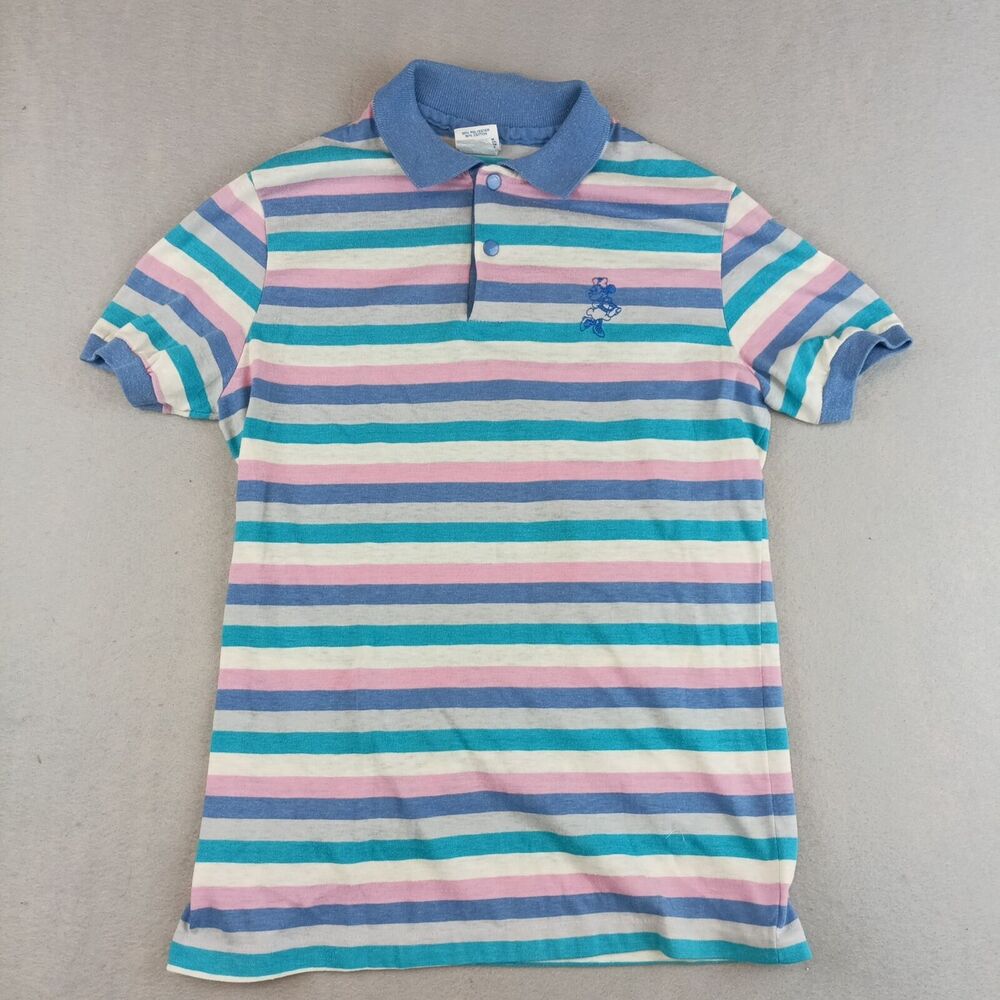 Vintage Disney Multicolor Striped Short Sleeve Polo